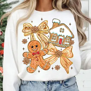 Gingerbread Christmas Coquette Sweatshirt, Brushstroke Christmas Shirt, Tis the Season T-Shirt, Merry Christmas, Christmas Doodle Hoodie
