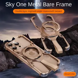 for Apple iPhone 16 Pro Max Phone Case Metal Magnetic 360 Degree Stand Protective Cover Protection Protector Casing