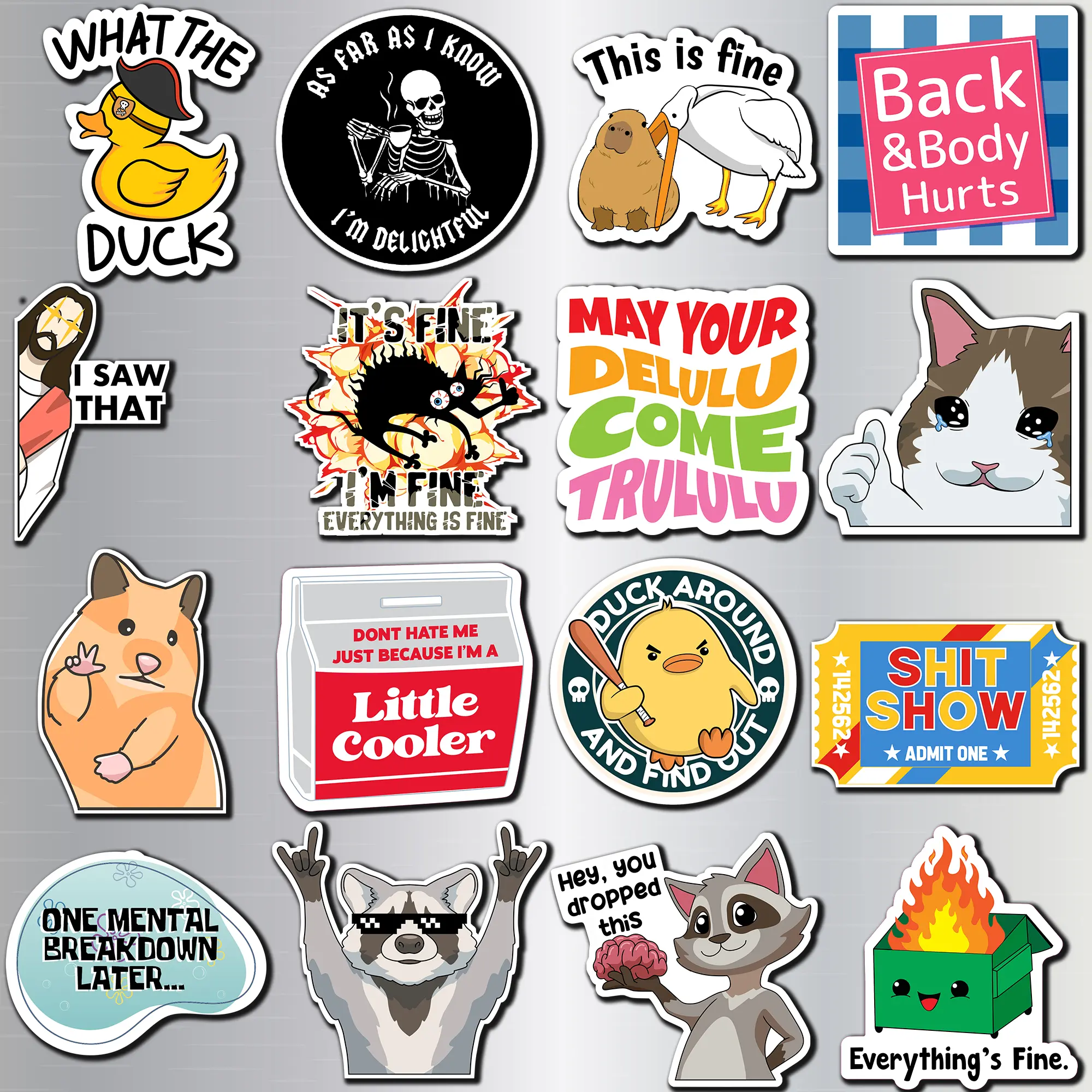 16Pcs Funny Fridge Magnets Reusable Cute Animals and Words for Office Refrigerator Work Home Cabinet Drawers