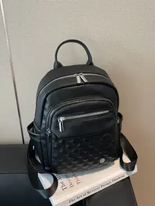 Women's Solid Color Multi-Pocket Backpack, Large Capacity Multifunctional Commuter Travel Bag, Casual Daily Use Handheld Bag, Pu Leather Backpack