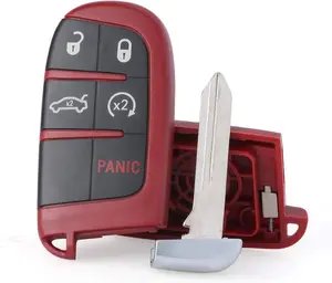 keyless Entry Replacement Red Remote Shell Case Blank 5B Fob for Dodge Challenger Charger Dart Durango, for Chrysler 300
