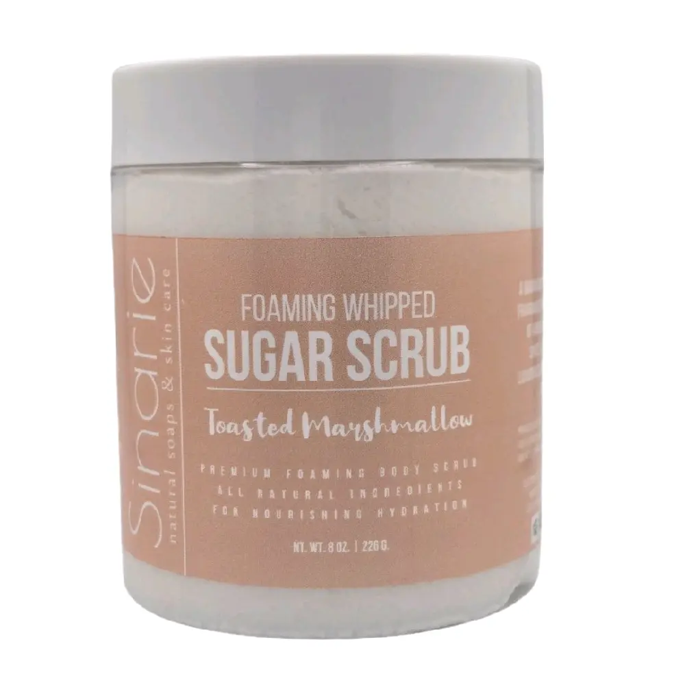 Sinarie Foaming Whipped Sugar Scrub – 8 oz | Gentle Exfoliant with Mango Butter & Coconut Oil for Smooth, Glowing Skin body