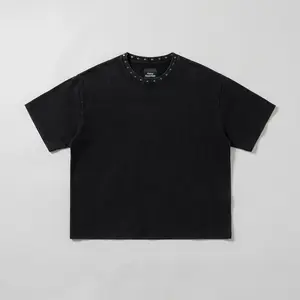 Stud Collar Boxy Tee (Black)