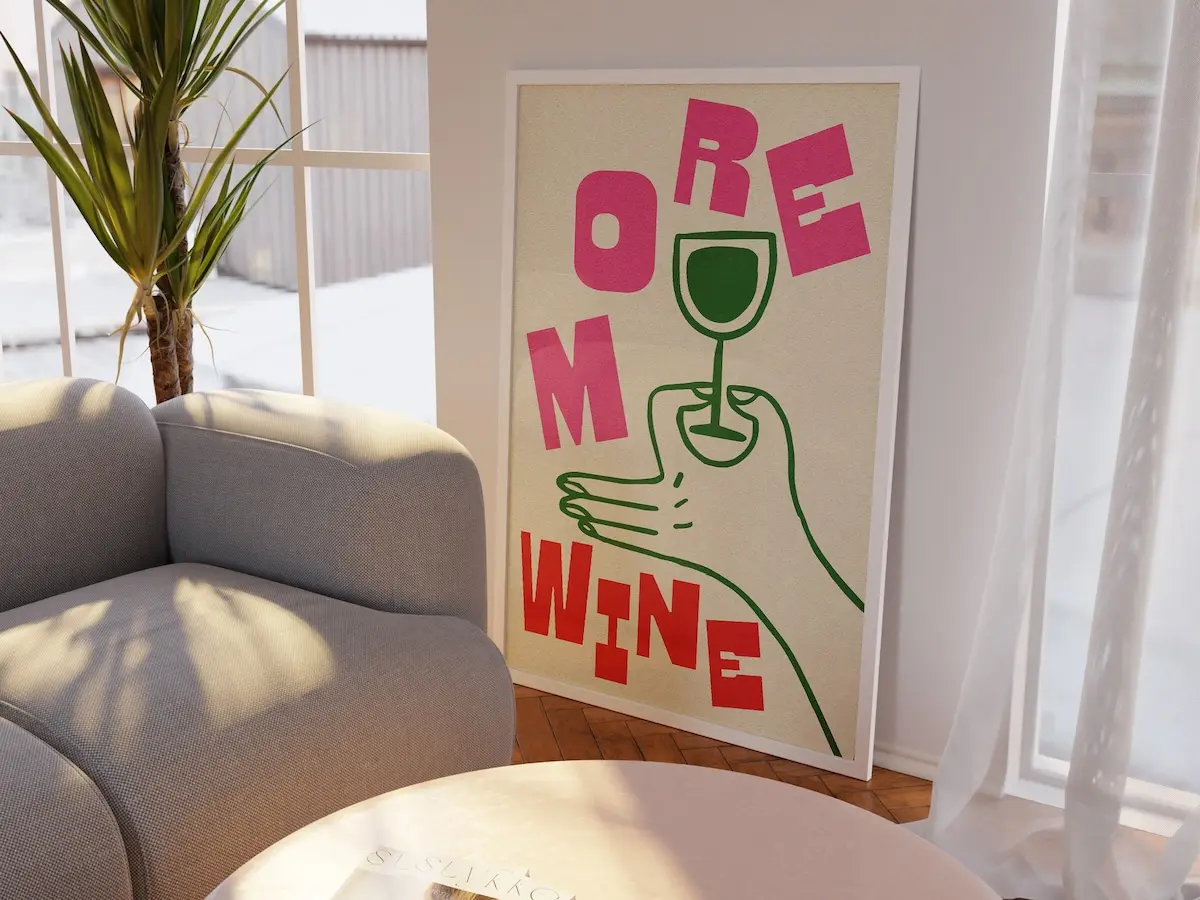 Wine Art Poster, Wine Iillustration, Kitchen Art Print, Cocktail Poster