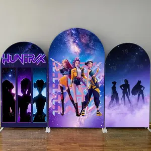 Galaxy Star Anime Girl Group Arch Backdrop Cover Set for Birthday Party Decor