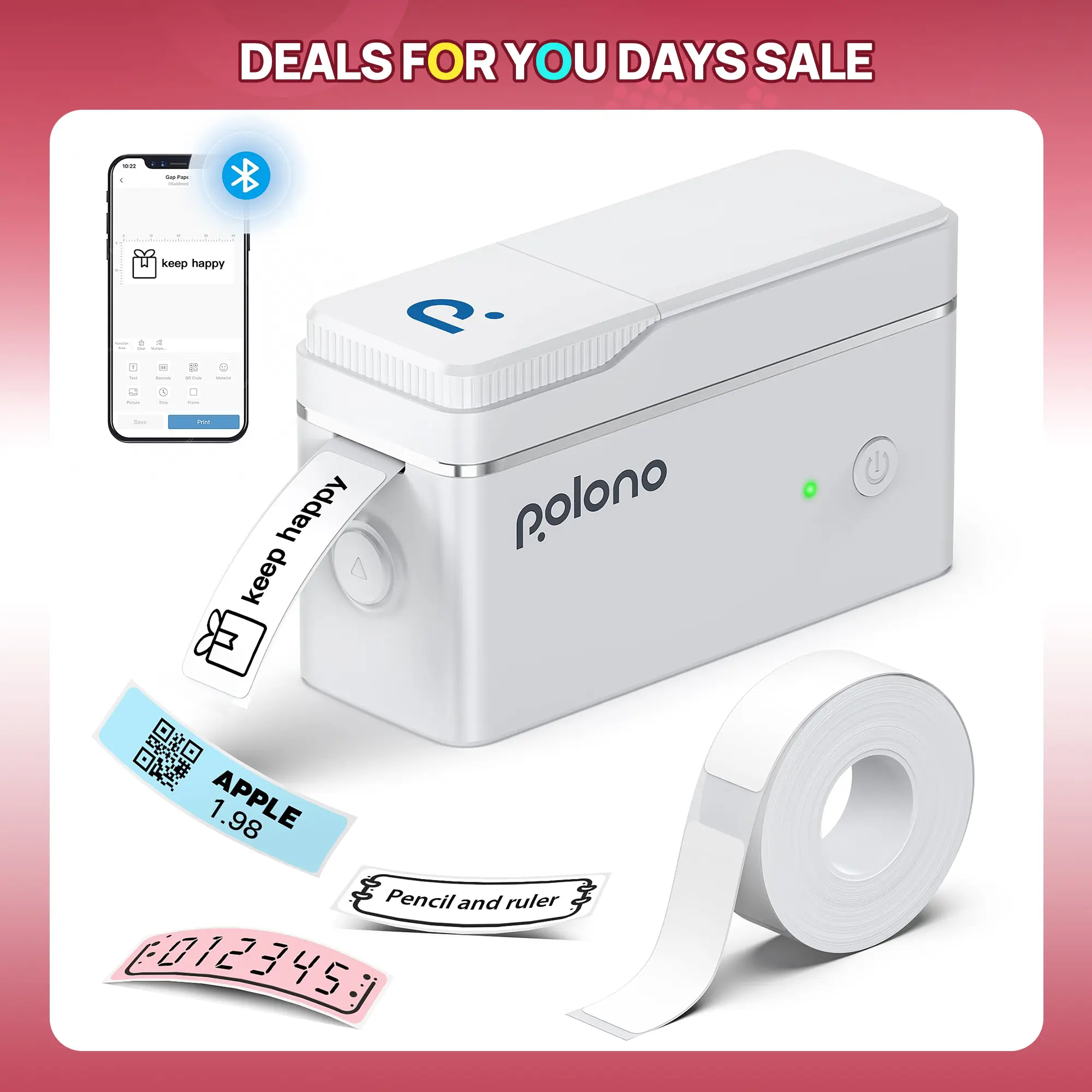 P31S Bluetooth Thermal Label Printer, Wireless Mini Sticker Printer with Tape,  Portable Thermal Printer For Study Notes, Barcode,Memos, Fillers, DealsForYouDays