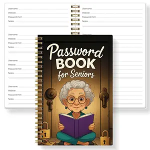 Senior Password Journal A5, Large Clear Font, Dual Spiral Binding, Account Password Management Notebook, Ideal for Parents & Elders, Workbook