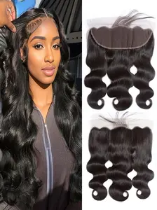 13x4 Lace Frontal Closure Body Wave Ear To Ear with Pre Plucked Baby Hair HD Frontal 150% Density Natural Color