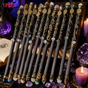 Premium Twelve Constellations Crystal Magic Wand, High-Quality Natural Rose Quartz Obsidian Magical Fairy Scepter for Witch Cosplay, Gothic Home Office Tabletop Aesthetic Decor, Exquisite Gift for Magic Lovers