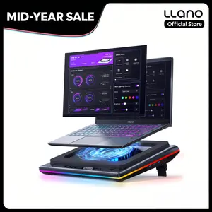 DealsForYouDays llano V12 Ultra Laptop Cooling Pad with Smart Software Control, RGB Gaming Laptop Fan Cooler Stand, 5.5" Turbo Fan, Adjustable Speed, 3*USB 3.0 Ports, 3 Height Stands, for 15.6"-21" Laptops