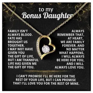 Jewelry To My Bonus Daughter From Dad, From Dad, Necklace For Bonus Daughter, Birthday, Step Daughter, Family Forever #1644, White Forever Love Necklace Christmas Gifts, Jewelry Gifts, Birthday Gifts