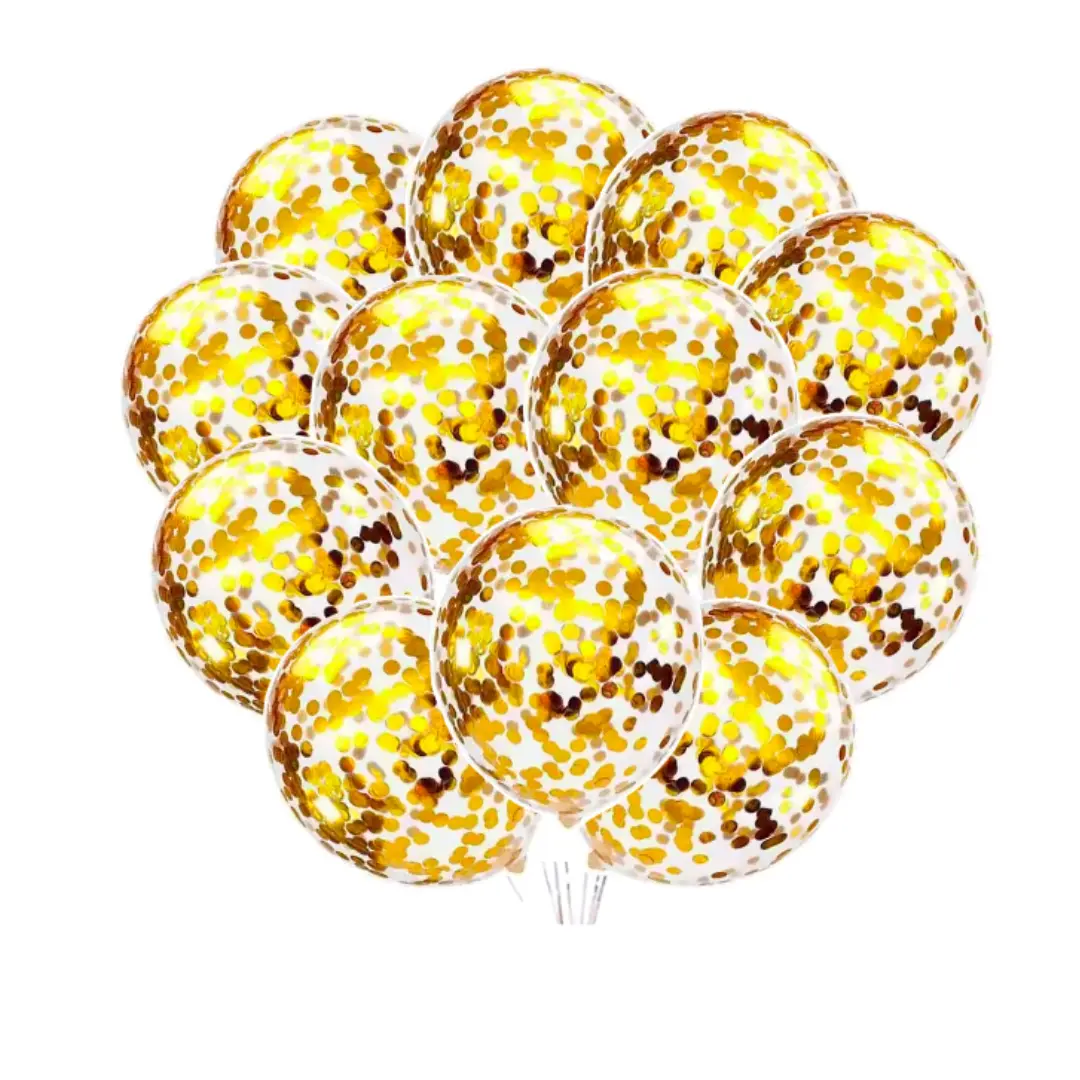 Apintop Set of 24 Confetti Balloon 12 inch Glitter Gold Confetti Party Balloons, Gold Party Decorations, Gold Birthday Wedding Baby Shower Party