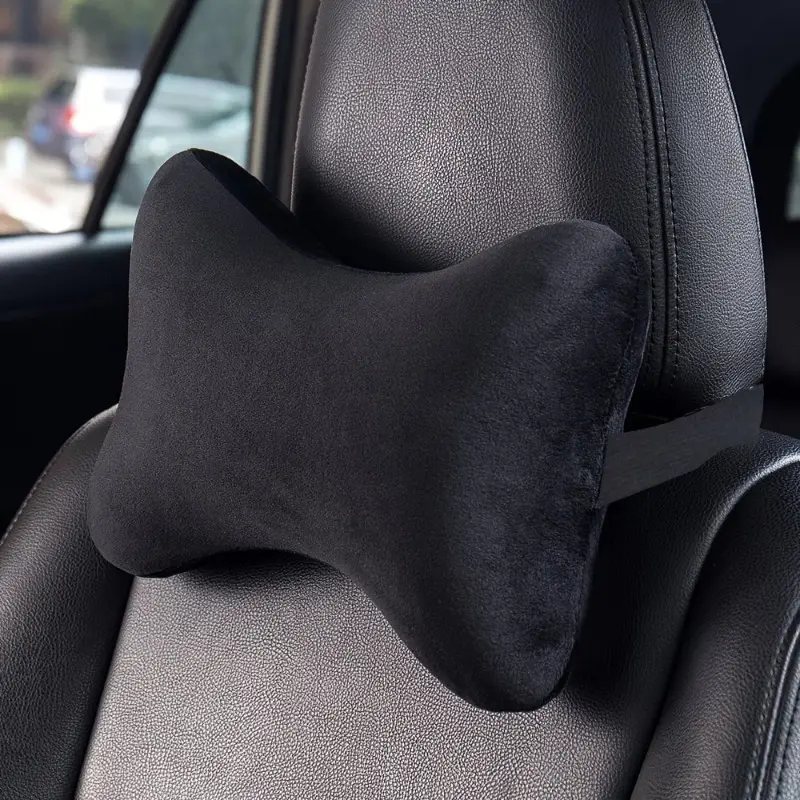 2pcs  memory cotton neck pillow -100% polyester soft flannel car headrest and seat cushion - breathable, supportive pillow