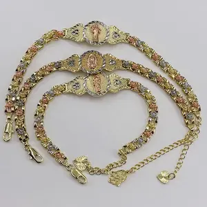 Saint Jude Saint Benedict Virgin of Guadalupe 14k Gold Plated Adjustable Bracelets 7 Inches with 2 Inch Extension for Any Wrist Size Elegant Faith Jewelry
