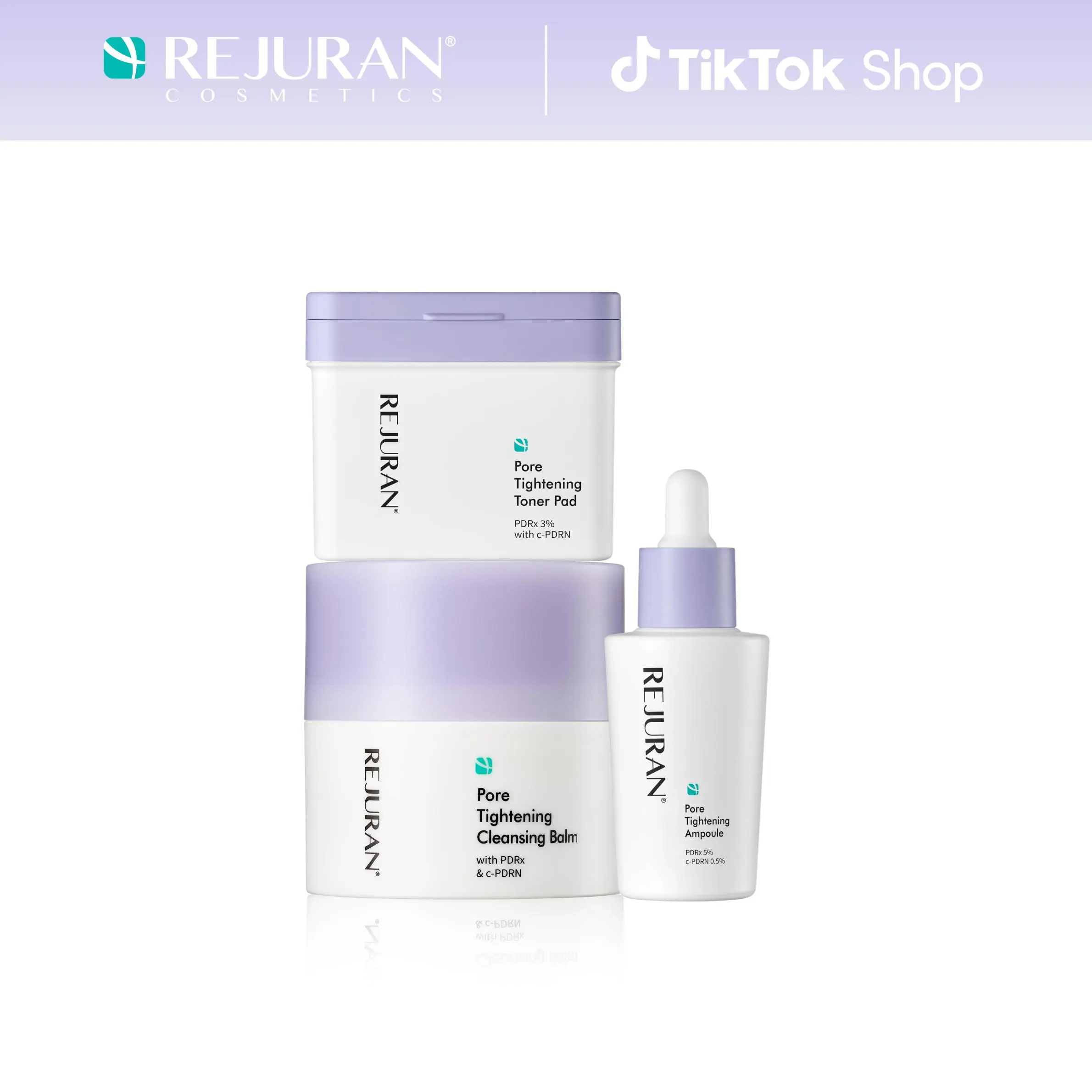 REJURAN Pore Tightening Ampoule, Cleansing Balm and Toner Pad with PDRx & c-PDRN