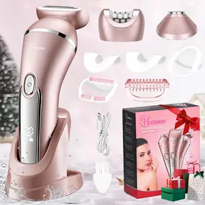 Hatteker 3 In 1 Electric Shaver for Women Electric Razors Kit Hair Remover for Face Chin Arm Leg Armpit Bikini Trimmer Painless Waterproof USB Rechargeable Dry Wet with Detachable Head