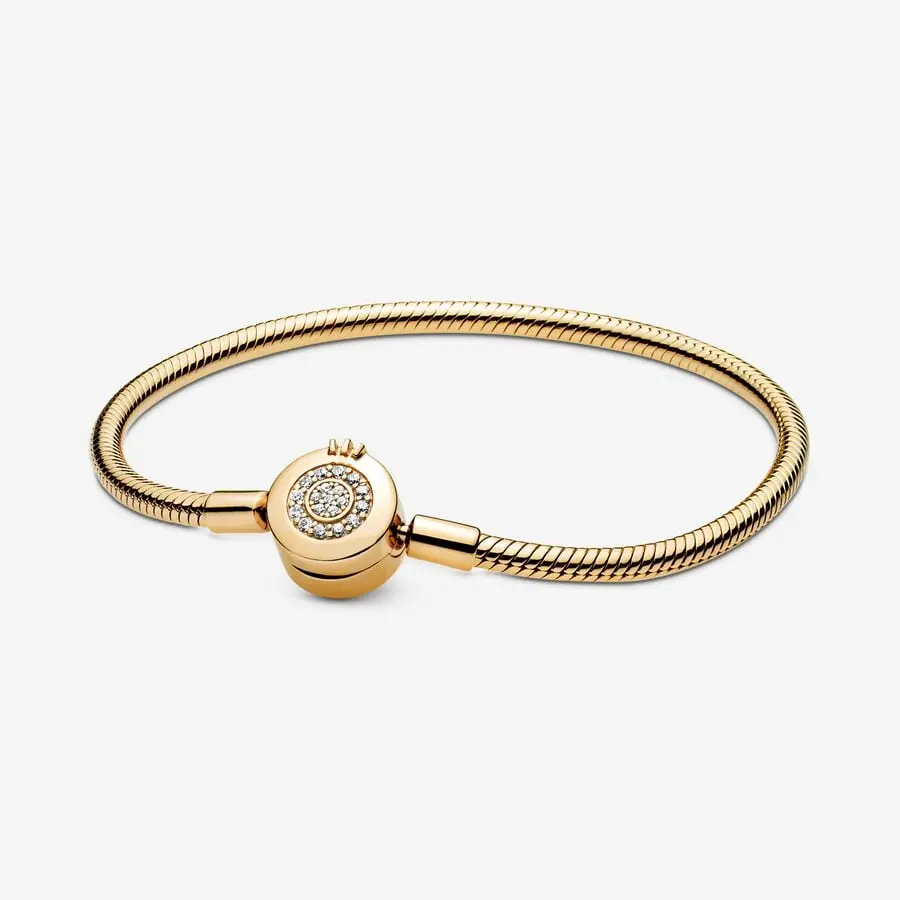 LEYEHOPE Sparkling Crown O Snake Chain Charm Bracelet for Women, Elegant Cubic Zirconia Pavé Jewelry, Adjustable & Stackable, Bracelets, Bangles, Accessories