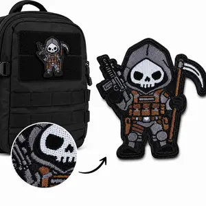 Skull Reaper Embroidered Morale Patch Hook & Loop Tactical Patch for MOLLE Backpack Vest
