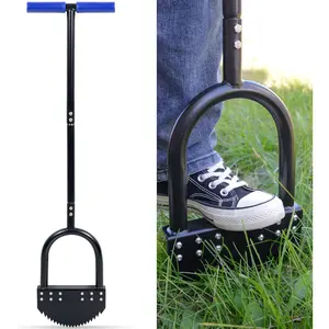 Edger Lawn Tool 41in Border Edger with Tempered Spring Steel Blade Long Rubber Handle Wide Footplate Rustproof Manganese Steel Half Moon Edger for Garden Maintenance