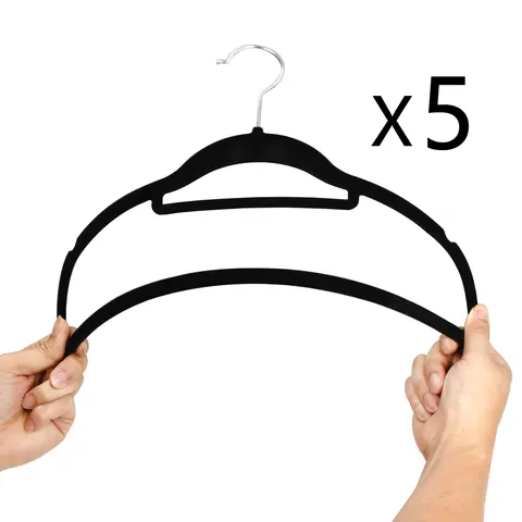 Segawe 5-Pack Multifunctional Storage Hangers - Contoured Bar, Galvanized Metal Hooks, Tie Bar, Non-Slip Finish, Adjustable, Durable, Non-Drill Home Closet Space-Saving Organizer to Avoid Creases (Commercial Use Compatible)
