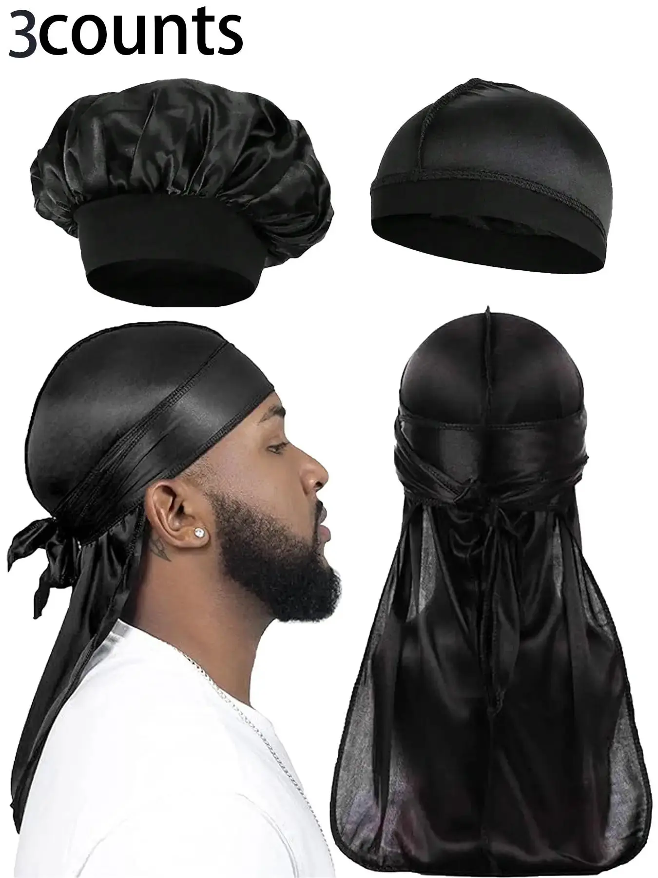Solid Color Bonnet & Durag & Wave Cap, Casual Comfortable Breathable Hair Cap for Men & Women, Outdoor Sports Home Daily Pirate Cap, Sleeping Cap, Fitted Beanie, Bonnets For Sleeping