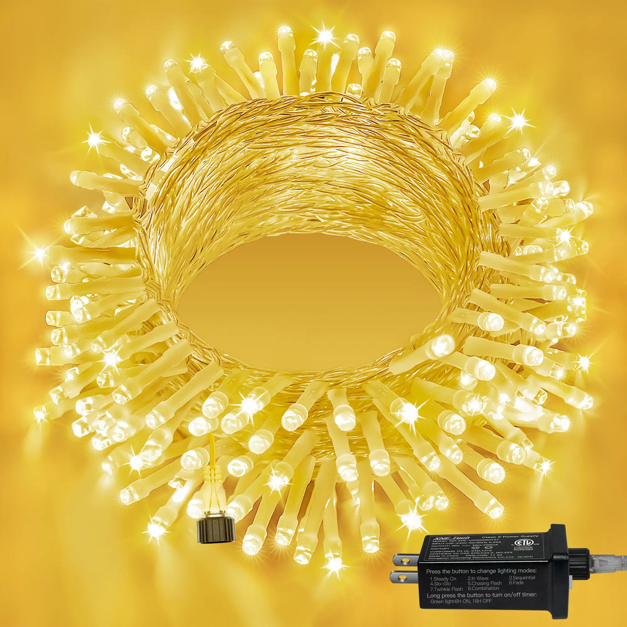 Ollny 120LED 40FT String Lights, Waterproof Connectable Fairy Lights with Timer 8 Modes, Plug in Christmas Light for Indoor Outdoor Patio Party Bedroom Classroom Decor