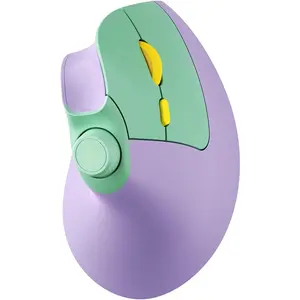 GJ-L-HUP011  Ergonomic Mouse Rechargeable, USB+Dual Bluetooth, MOU-302 Vertical Wireless Mouse with Volume Knob, Quiet Clicks, Multi-Device Cordless Mice Compatible for Windows, PC, Laptop, Mac OS, Purple