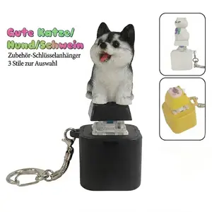 Portable Stress Relief Pet Keychain Toy, Cat Dog Pig Design, USB Rechargeable Light-Up Squeeze Toy, Fun Sound Effects, Perfect Christmas Gift, Lightweight Keychain #GLOBAL PICKS