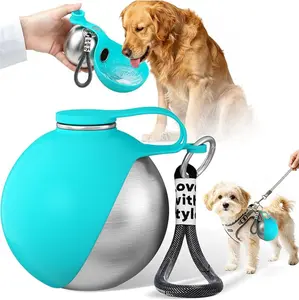 2-in-1 Portable Dog Water Bottle with Bowl, 10oz Stainless Steel Travel Pet Water Dispenser, No-Spill Leak-Proof Design with Silicone Bowl, Perfect for Walking, Hiking, and Travel