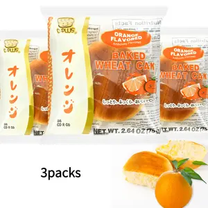 D-PLUS Natural Yeast Baked Wheat Bread Japanese Dessert Orange Flavor 2.64oz 3 Packs Sweet Snack