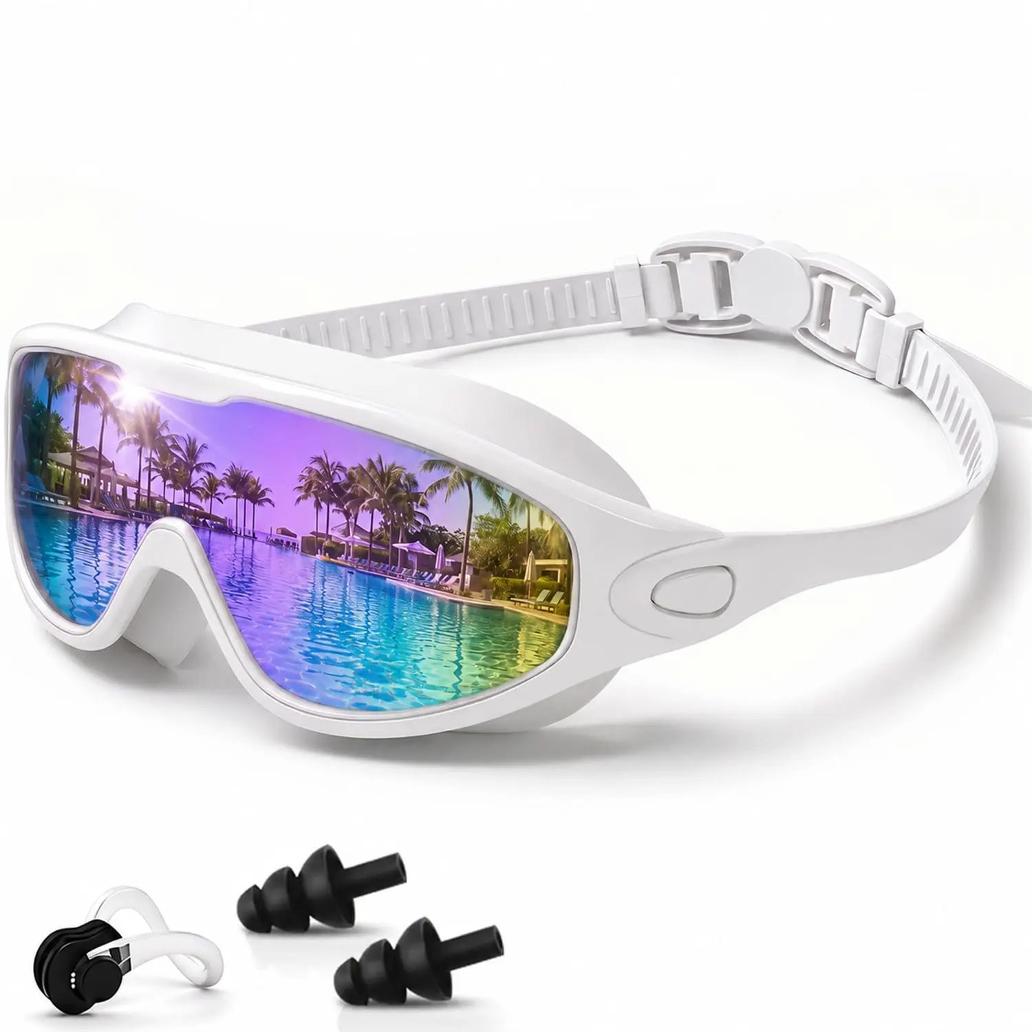 2-Pack Adult Swim Goggles, Wide-View Anti-Fog Lenses with UV Protection, Soft Silicone No-Leak Seal & Adjustable Strap for Men Women, Pool, Beach & Water Activities