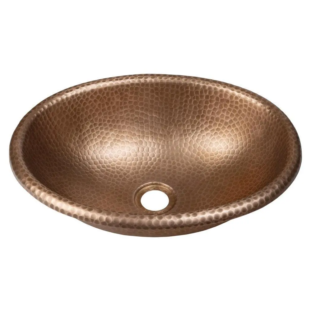 Wallace 17 in. Oval Shape Indoor Rustic Pure Copper Hand-Hammered Drop-In/Above-Counter Bathroom Vanity Sink Wallace 17 in. Oval Shape Indoor Rustic Pure Copper Hand-Hammered Drop-In/Above-Counter Bathroom Vanity Sink