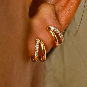 MUMREUES Gold Hoop Earrings for Women,14K Gold Plated Huggie Hoop Earrings for Gifts Thanksgiving Gifts