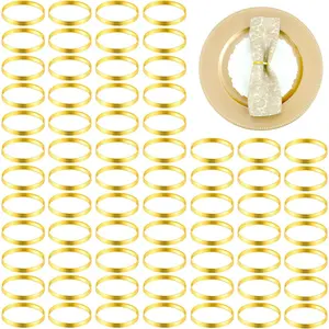 100Pcs Gold Napkin Rings Bulk, Elegant Gold Napkin Rings, Servilleteros para Mesas for Weddings, Parties, Dinners