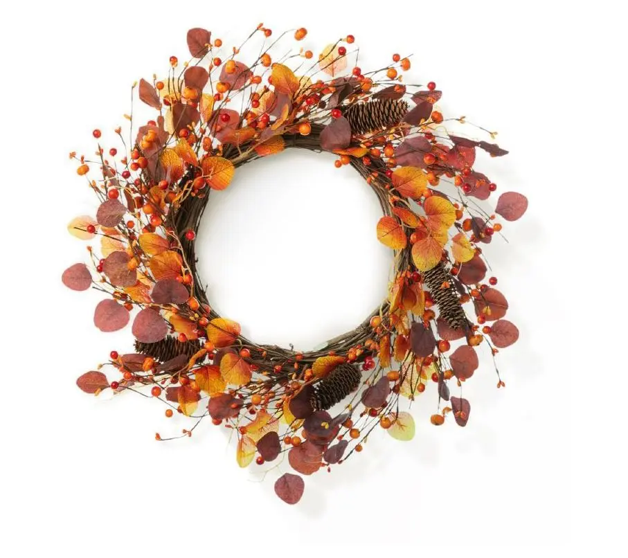 Glitzhome 22" Eucalyptus Berry Fall Autumn Wreath