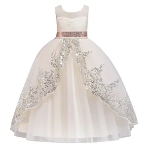 Kawell Big Girls Lace Princess Bridesmaid Dress Sequins Wedding Long Ball Gown Pageant Evening Dresses