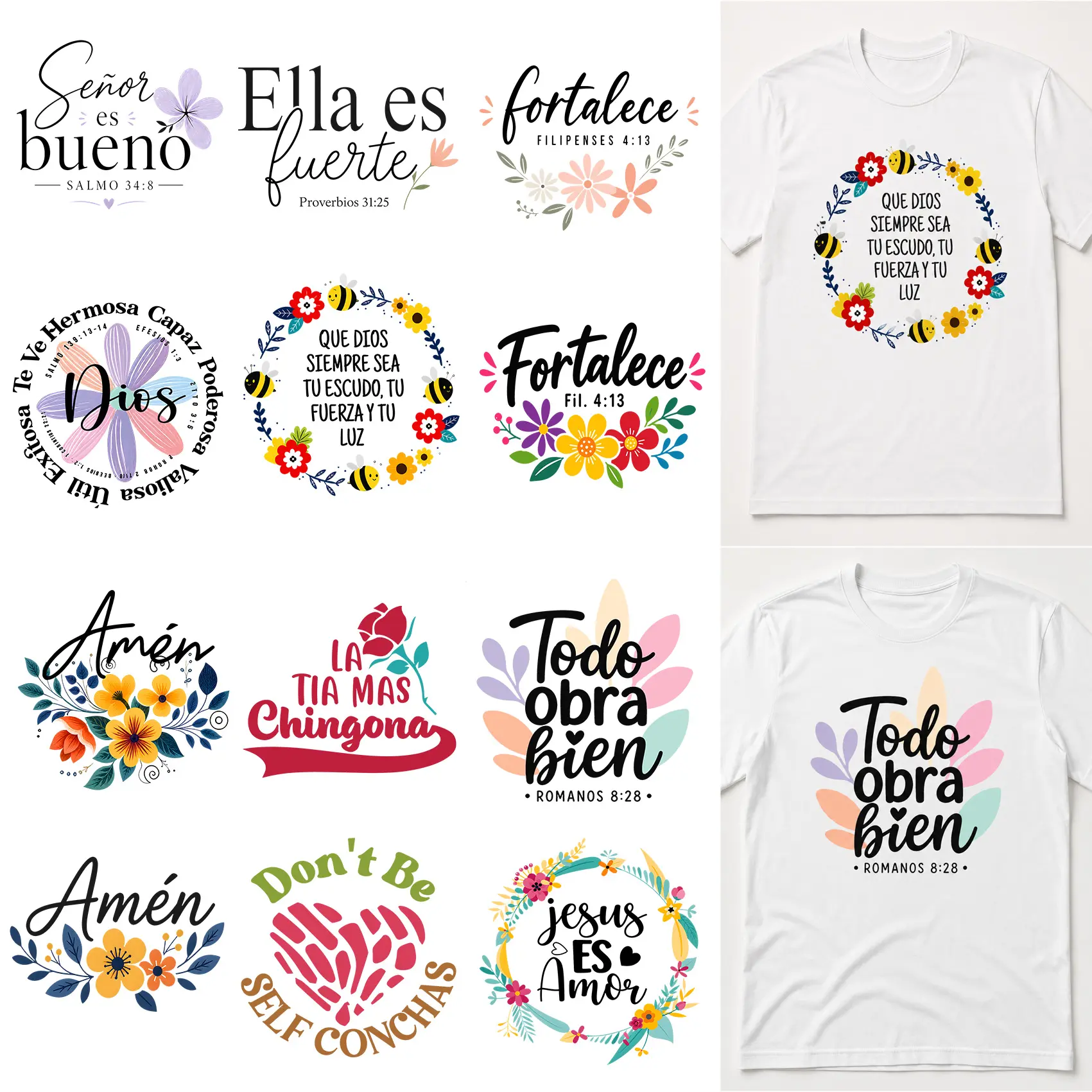 6 Sets Floral Letter Iron On Transfers for Clothes & Bags, TikTok Style Heat Transfer Decals with Chest Sleeve Back DIY Designs