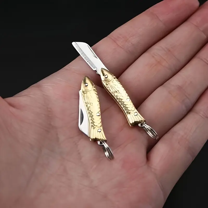 Portable Mini Fish Keychain Knife, Silver Color Pocket Knife, Perfect Gift for Fishing, Edc, Compact Design, 1 Piece