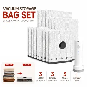 [2026 Upgrade] X7 Wireless Travel Suction Bag Set, Rechargeable Portable Air Pump, 15 Compression Storage Bags (for suitcases and suitcases), Clothing Organizing Artifact, Compression Storage Bag with Zipper, Luggage Size