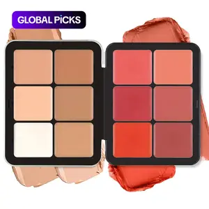 12-Color Blush Palette, 1 Box Matte & Glitter Highlighter Palette, Long-Lasting Lightweight Blush & Concealer Palette for Natural Daily Makeup #GLOBAL PICKS