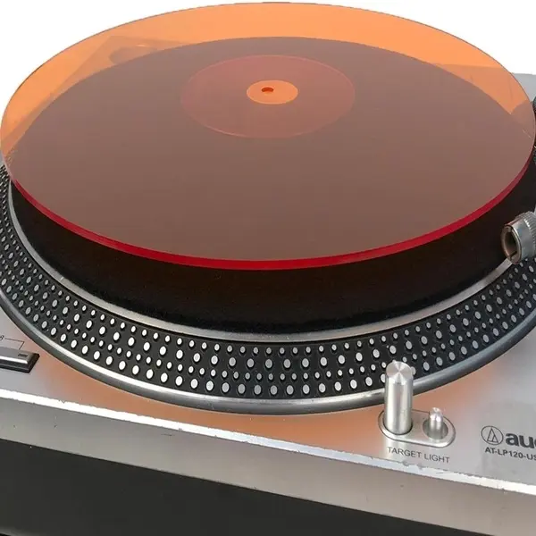 Mobile Pro Shop Orange Acrylic Slipmat - 11.75in for 12in Vinyl Turntables, Anti-Static, Noise-Reducing, Clear Audio for Audiophiles, Audiophile
