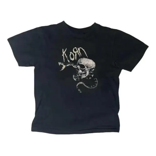 90s Aesthetic Korn Skull-and-Snake Graphic T-Shirt, Vintage Korn Rock Band Top, Y2K Style Top, Grunge Style T-Shirt, Women's Top, "Downtown Girl" Style Tee, Gift for Her, Wardrobe Staple