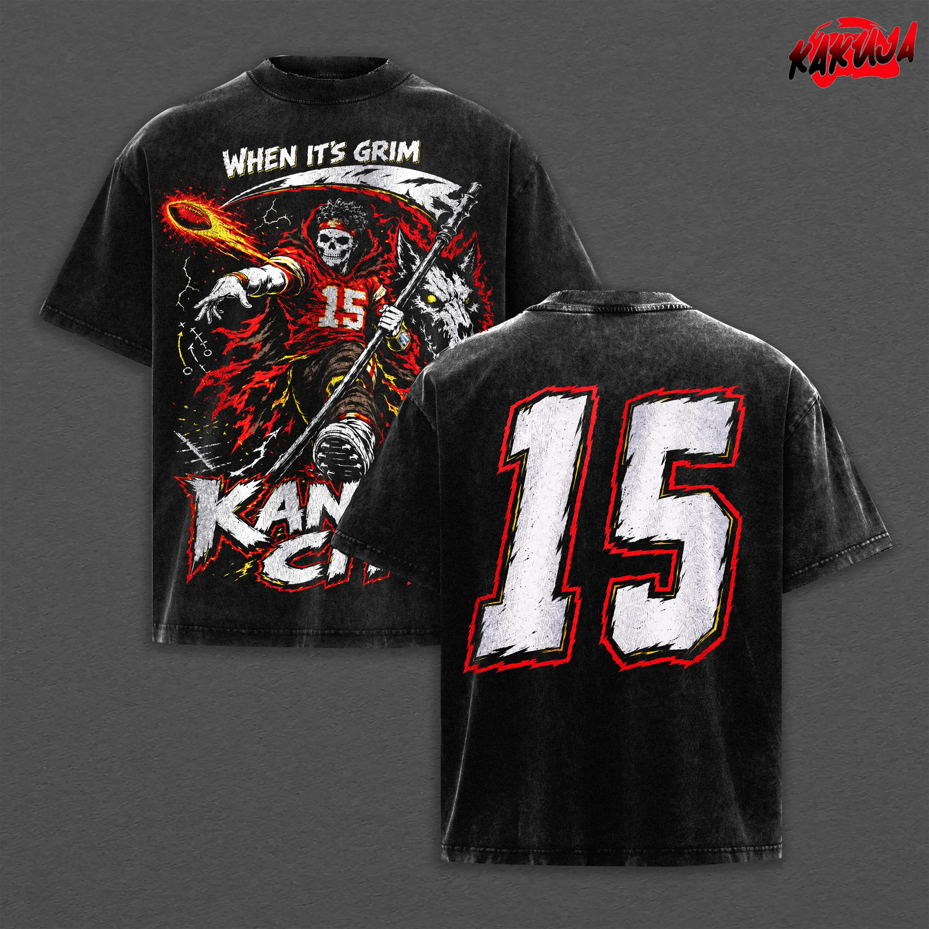Patrick Magic Mahomes  Premium Acid Washed Cotton T-Shirt, #15 Chiefs Kingdom Apparel, Mahomes Football Fans Streetwear Tee, Gift For Football Fan Graphic Tee T-Shirt,90s graphic good tees Casual American Short Sleeve Unisex T-shirt, Streetwear