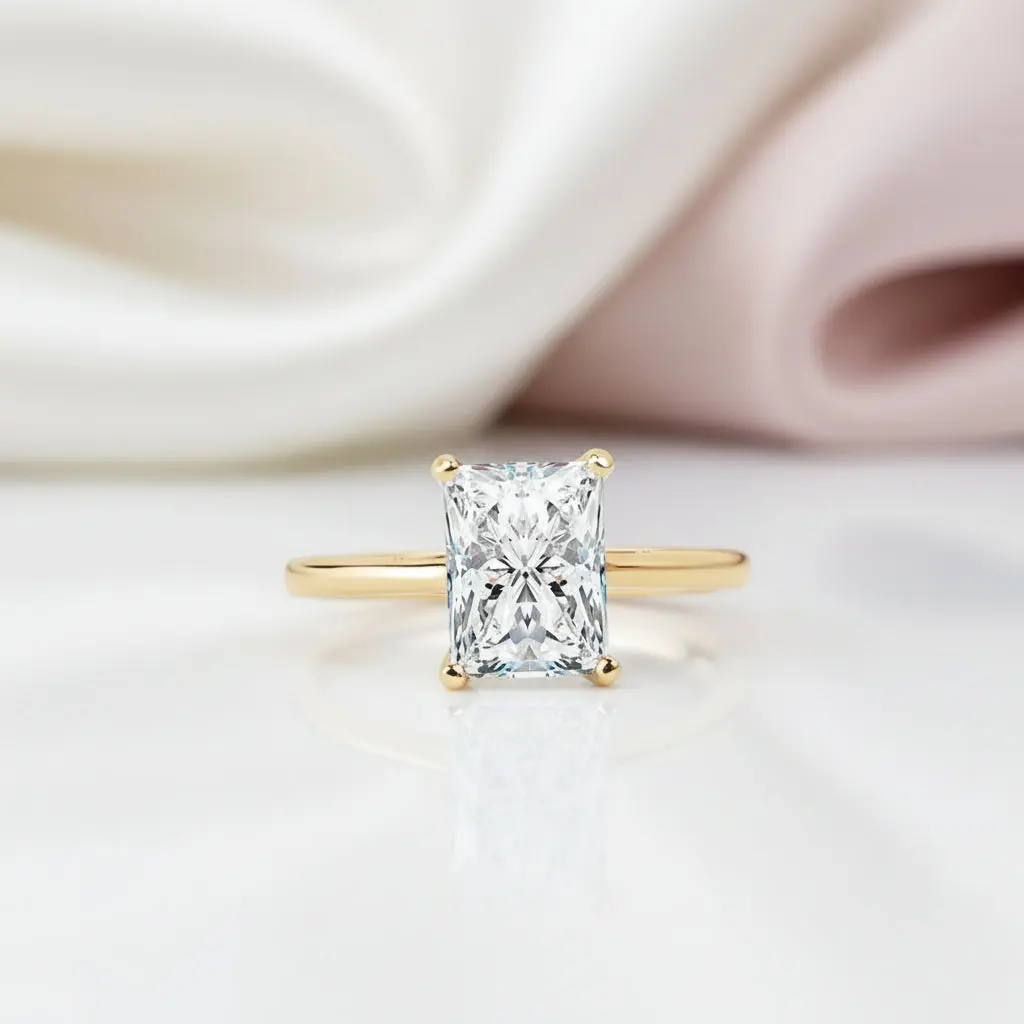 10k Yellow Gold Radiant Cut Diamond Option Solitaire Engagement Ring