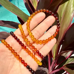 Natural Baltic Rainbow Amber Ombre 6mm Beaded Bracelet Handcrafted with Genuine Amber Beads for Unique Style Unisex Design Stretch Fit