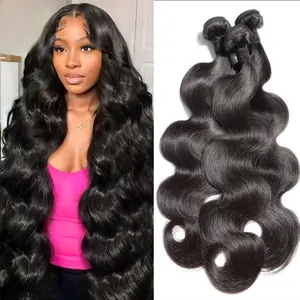 Body Wave Human Hair Bundles 24 32 34 Inch 14A Body Wave bundles Unprocessed Brazilian Virgin Hair 3 Bundles Human Hair Deals Real Human Hair Natural Black Colo For Woman