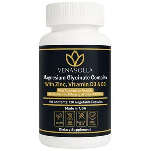 Magnesium Glycinate Complex 4-in-1 - Chelated Magnesium Bisglycinate (150 mg Elemental) with Zinc Picolinate, Vitamin D3 & B6 - 120 Vegan Capsules, Non-GMO - Men & Women