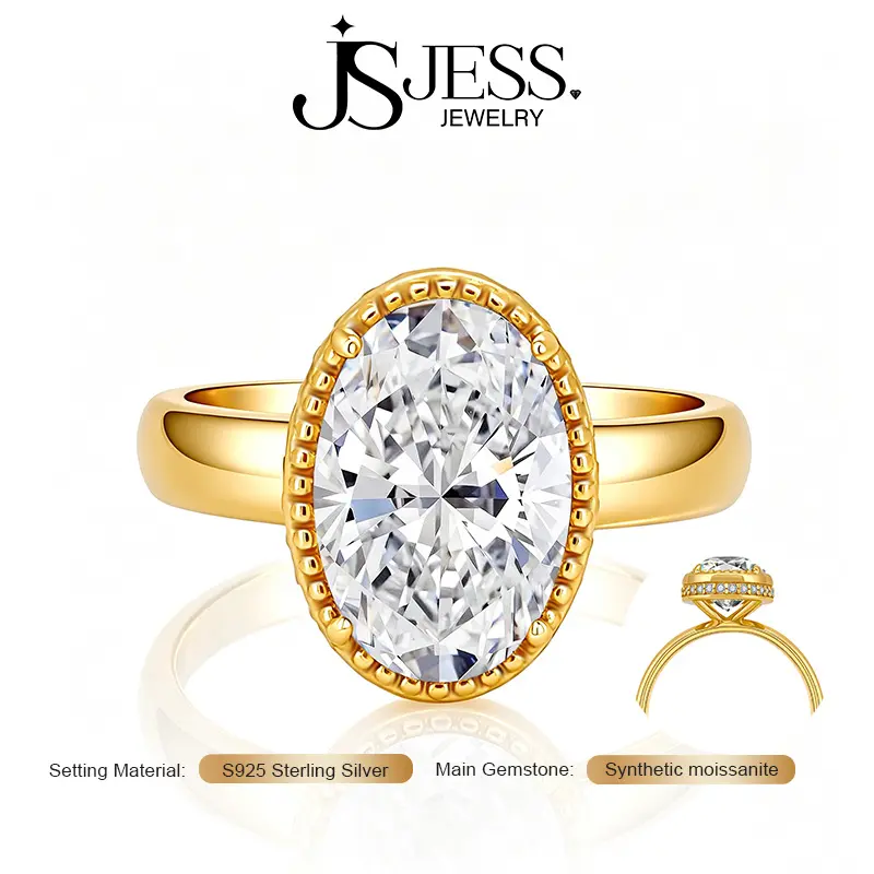 【Seraphina】4.5Carat 8*12mm DE Color VVS1 Oval Cut Moissanite Engagement Ring Wide Band, S925 Sterling Silver Wedding Band for Women