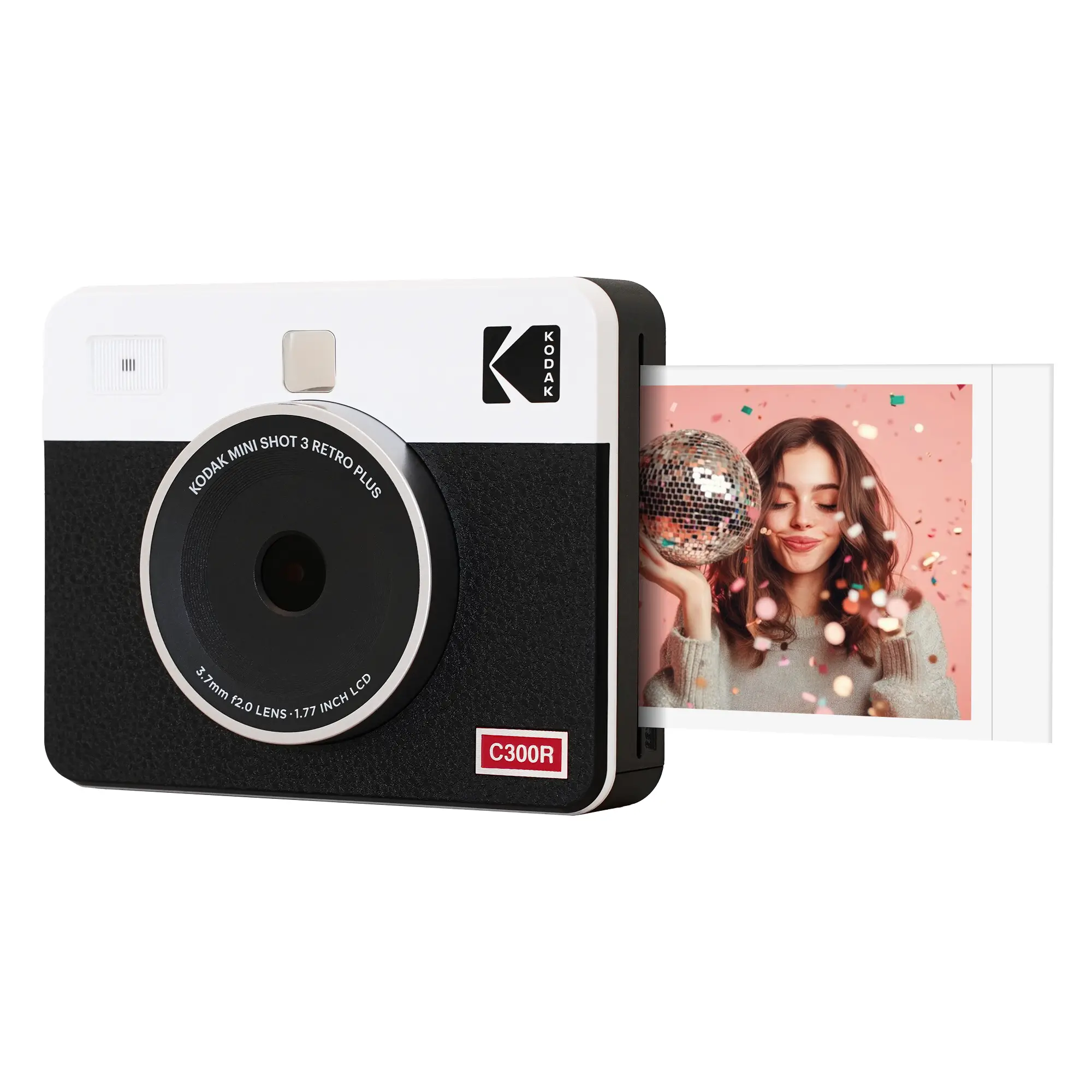 Kodak Mini Shot 3 Retro 4PASS 2-in-1 Instant Digital Camera and Photo Printer (3x3 inches), White
