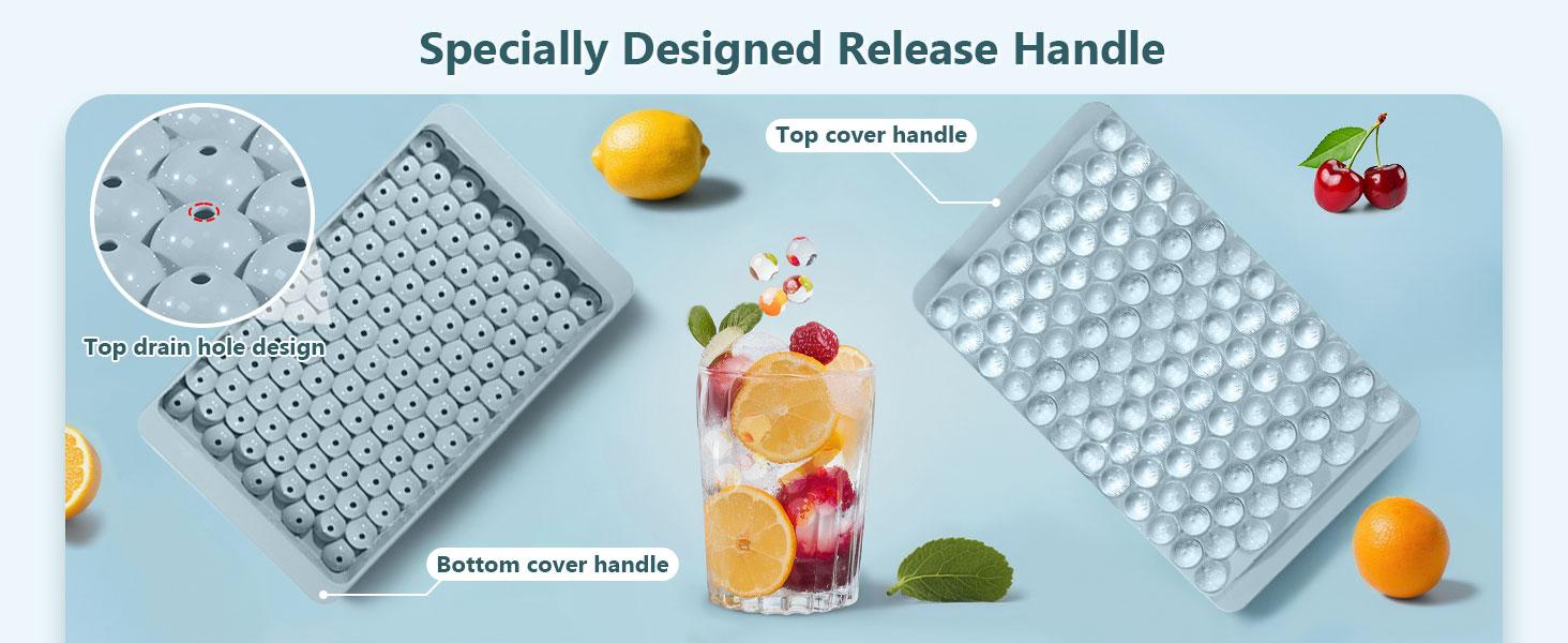 Mini Ice Cube Trays – Tiny Pebble Ice Molds with Lid & Storage Bin, Easy Release & Stackable (2 Pack)